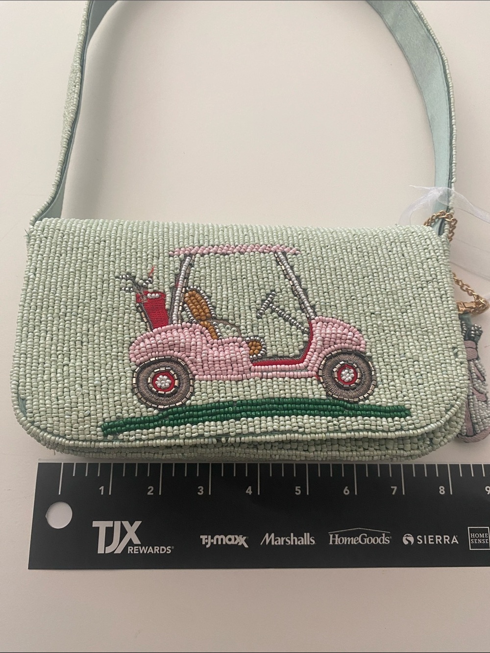 Golf Cart Beaded Shoulder Bag | Handmade Beaded Purse | Novelty Golf Bag - Picture 2 of 9